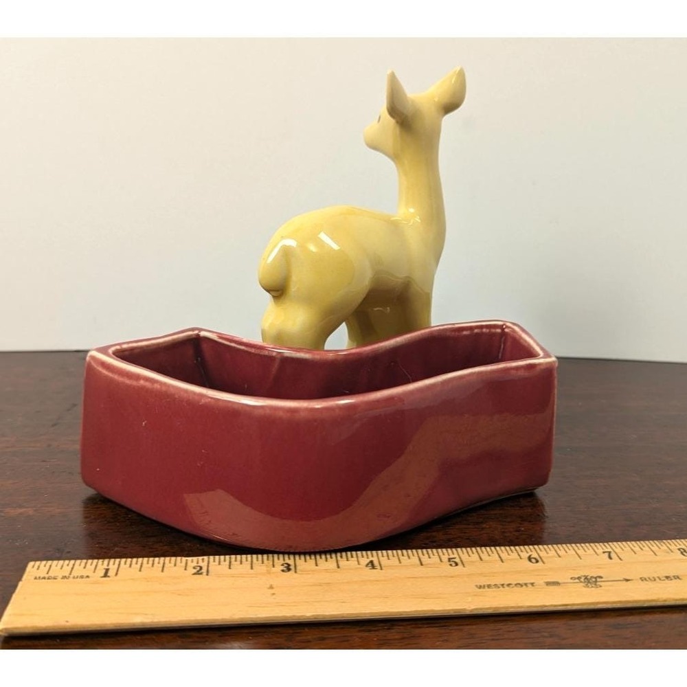 Shawnee USA Deer & Fawn Planter Vintage Mid Century Woodland Pottery Brown Vase - Picture 4 of 8